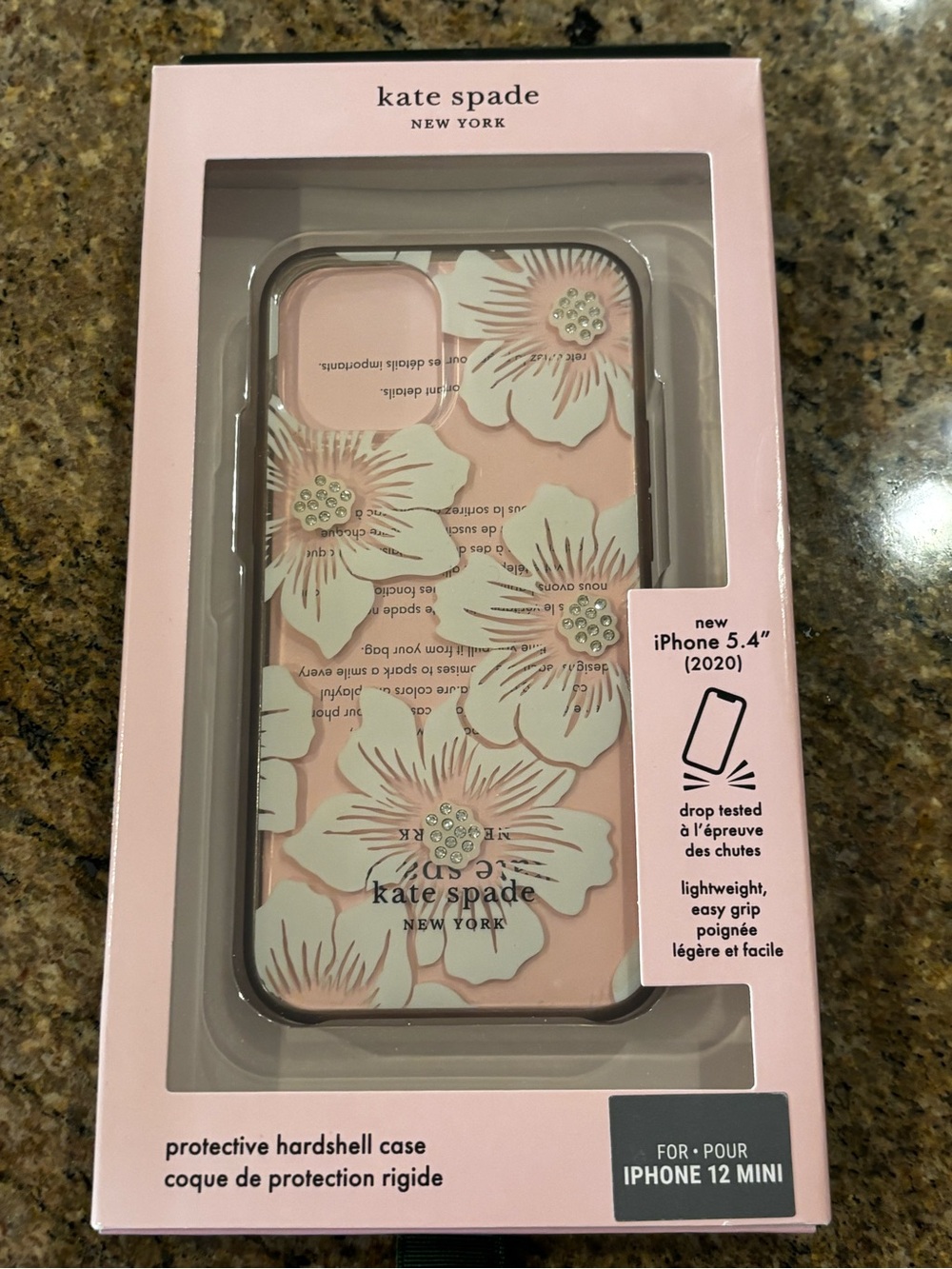 kate spade Pink Floral Hard Shell iPhone 12 Mini Case with White Flowers